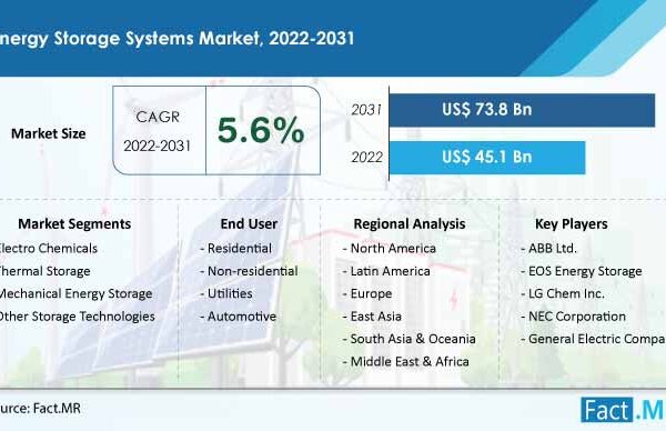 Global Market for Energy Storage Systems Is Predicted To Record Expansion at A CAGR Of 5.6% from 2022 To 2031
